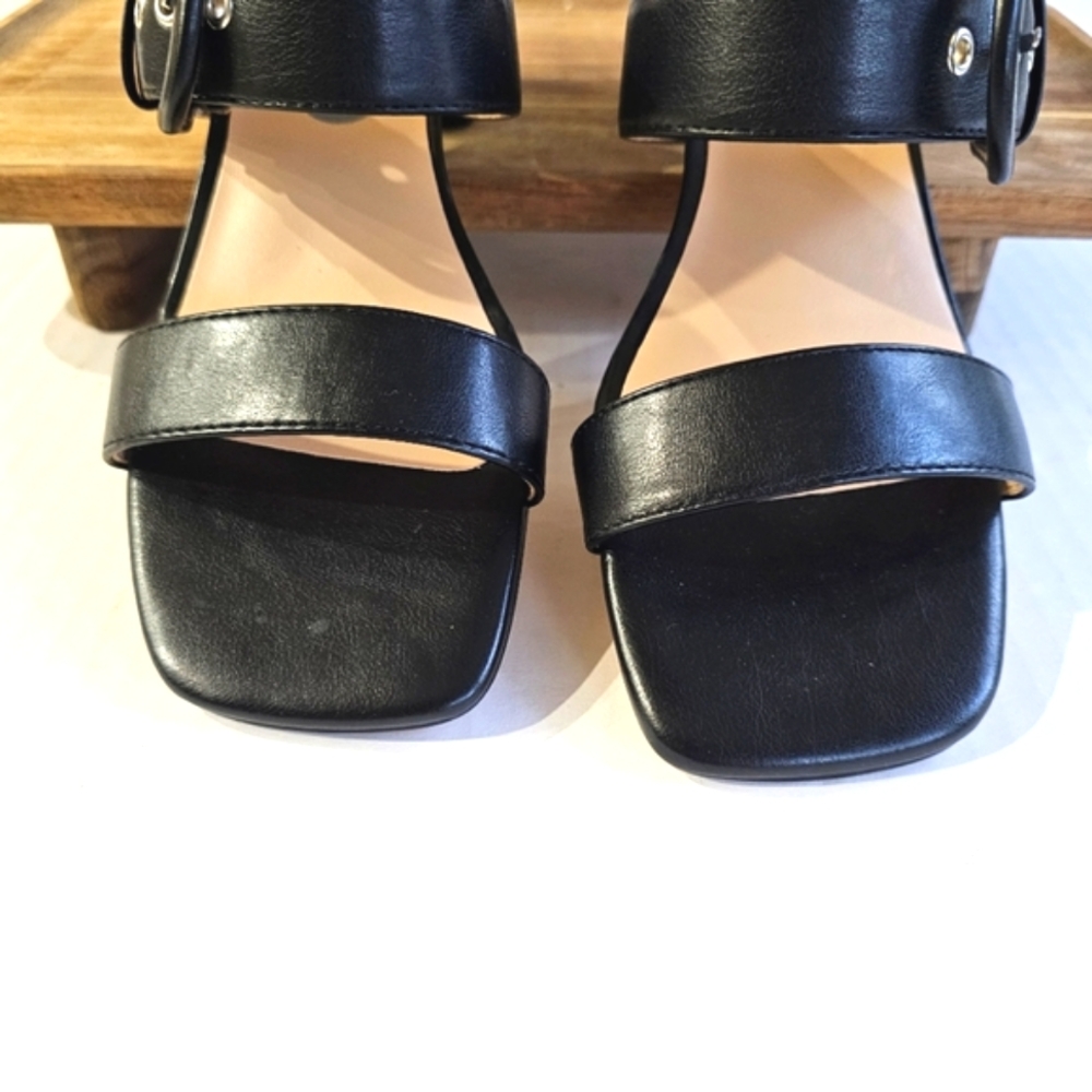 Bandolino black open toe sandals size 7 slides buckle strap square toe NWOT - Picture 3 of 12